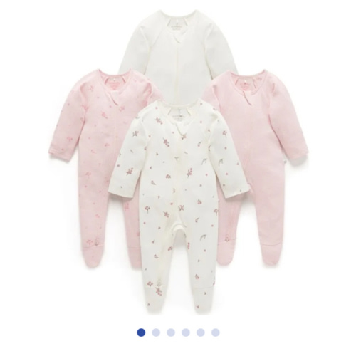 4 Pack Zip Footie Vanilla Blossom Pack - Purebaby Rompers | Maisonette