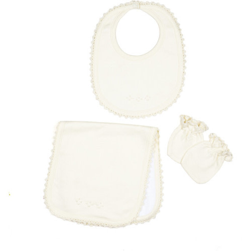 Bib/Mittens/Burp Cloth Set, Pearl - Wild Wawa | Maisonette