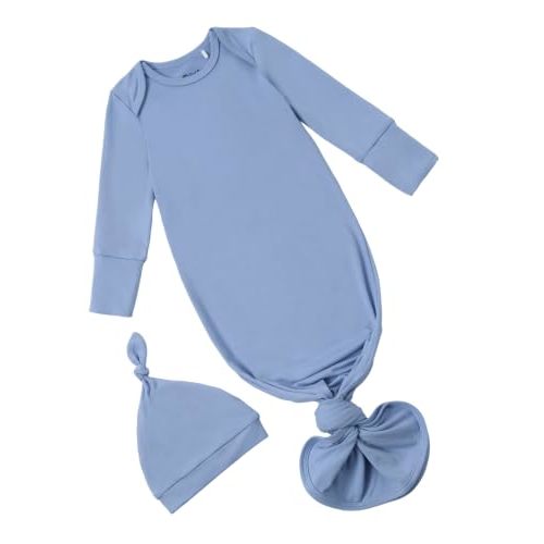PATPAT Baby Sleeper Gown with Hat for Newborn, Knotted Baby Gown with Fold-Over Mittens for Infant Girl Boy Home Coming Gift