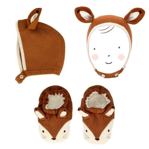 Fox Bonnet & Booties Set