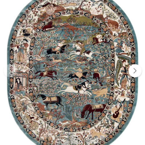 Blue 7' 10 x 10' Nain Design Oval Rug | Rugs.com