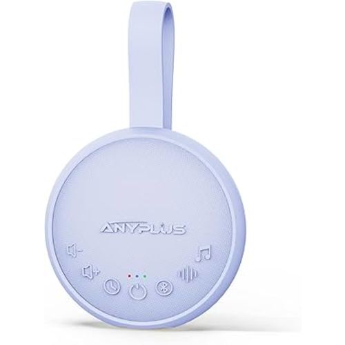 White Noise Sound Machine for Sleeping Adults & Baby, Portable Noise Machine with 24 Soothing Sounds, Bluetooth 5.1, Battery Powered, 3 Timer Settings, Memory Function for Home, Office, Travel(Purple)