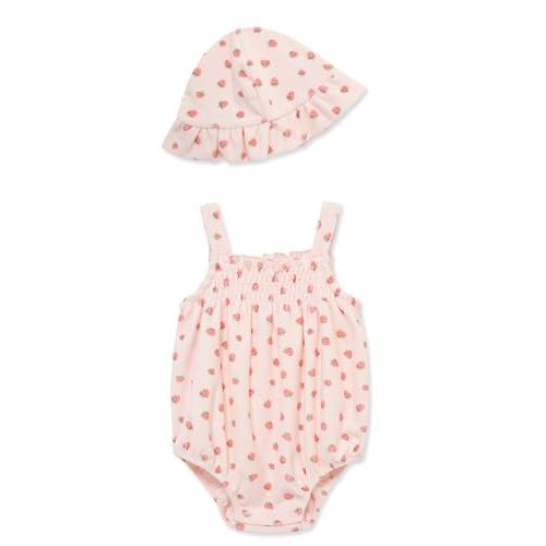 Little Me Clothes for Baby Girls' Terry Bubble Romper and Hat Set