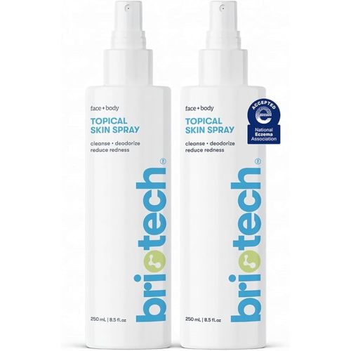 BRIOTECH Topical Skin Spray, Hypochlorous Acid Spray for Sensitive Skin, HOCl Facial Mist, Full Body Support Against Irritation, Calm Redness, Soothe Foot & Scalp, 8.5 oz (2 Pack)