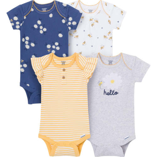 4-Pack Baby Girls Bee Flower Garden Short Sleeve Bodysuits – Gerber Childrenswear