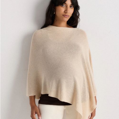 Lightweight Cotton Cashmere Nursing Shawl in Oatmeal