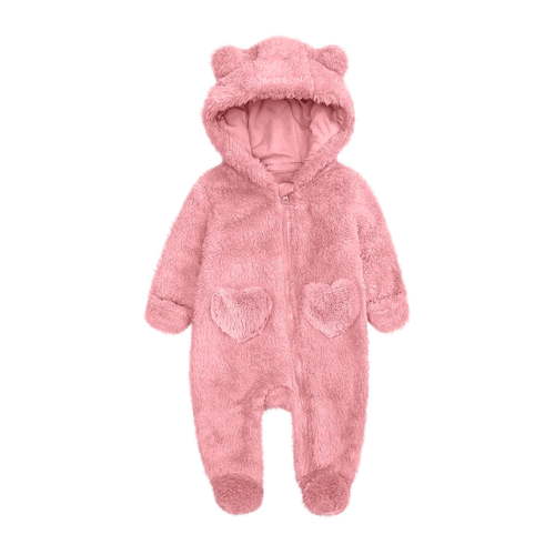 Baby Jumpsuit Baby Snowsuits Winter Romper with Hood Bear Snowsuit Boy and Girl One Piece Suit for 0-12 Months, Red, 3-6 Months