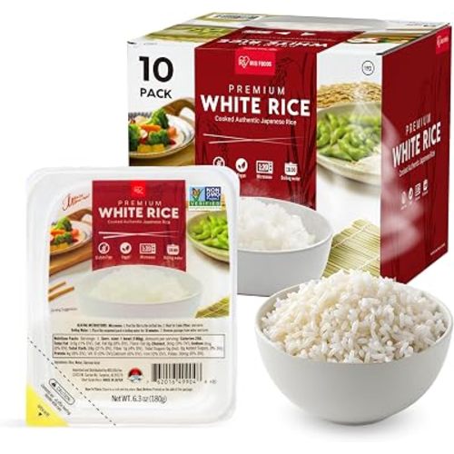 IRIS Instant White Rice, 10PK, Japanese Short Grain Vegan, Microwave 80 sec