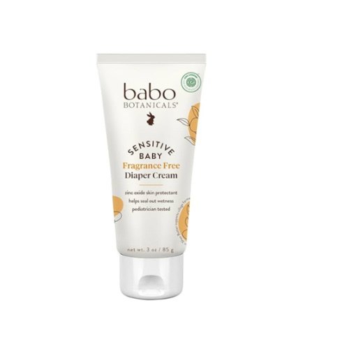Babo Botanicals Sensitive Baby Fragrance-Free Diaper Cream - 25% Natural Zinc Oxide - Calendula, Shea & Cocoa Butter - EWG Verified - Vegan- From birth on