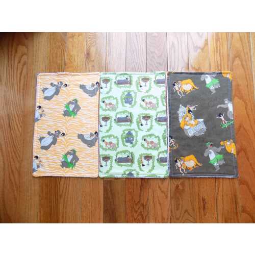 Set of 3 Jungle Book Burp Cloths - Baby Shower Gift