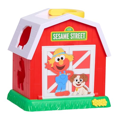 Sesame Street Elmo's Learn & Sort Barn with Music and Sounds, 6-Pieces, Teaches Toddlers Shapes, Sounds, and Problem-Solving Skills, Toy for Girls, Boys, Kids, Ages 2 and Up by Just Play