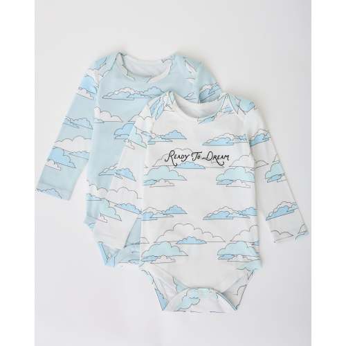 Long Sleeve Bamboo Onesie Two-Pack | Clouds - Kindred Bravely