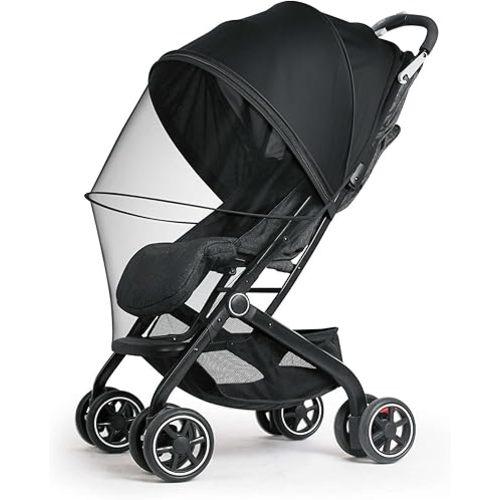 2-in-1 Baby Mosquito Net with Sunshade for Stroller, Universal Stroller Sun Shade & Mosquito Net with 2-Way Zipper, Breathable & Foldable Baby Bug Net for Infant Carriages, Prams