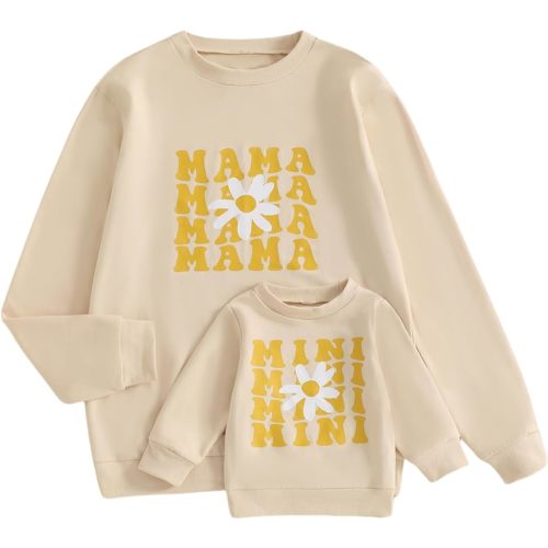 ZAXARRA Mommy and Me Matching Outfits Long Sleeve Crewneck Pullover  Mama