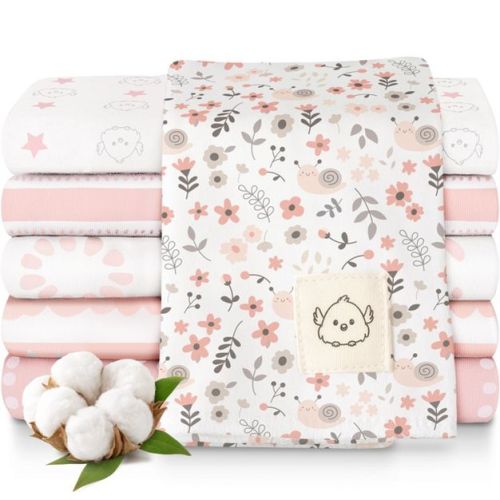 KeaBabies 6pk Shea Baby Burp Cloths for Baby Boys and Girls, 100% Organic Cotton Burping Cloths for Babies, Newborn (Sweet Charm)