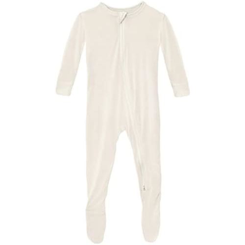 KicKee Year Round Solid Footies with Zipper, Super Soft One-Piece Jammies, Sleepwear for Babies and Kids