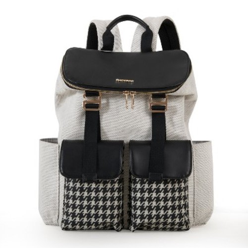 Houndstooth Diaper Backpack-Black