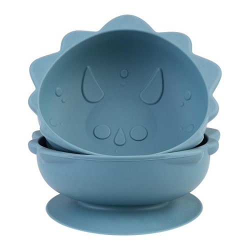 2pc Melii Luxe Childrens Animal Silicone Suction Bowls Set Dinosaur 6m+