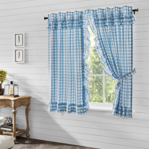 VHC Brands Annie Buffalo Check Ruffled 100% Cotton Gingham Room Darkening Rod Pocket Curtain Panels & Reviews | Wayfair