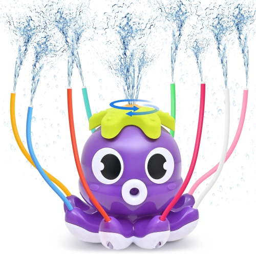 XDR Water Sprinkler for Kids Outdoor, Play Sprinkler Toy for Toddlers 2+ Years Octopus with 8 Wiggle Tubes