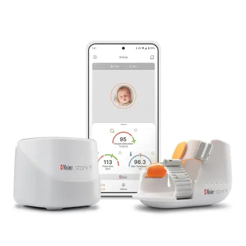 Masimo Stork Vitals - FDA Cleared Smart Baby Monitoring System (Stork Boot + Sensor + Hub + App), Monitors Pulse Rate, Oxygen Saturation & Skin Temp (Discontinued)