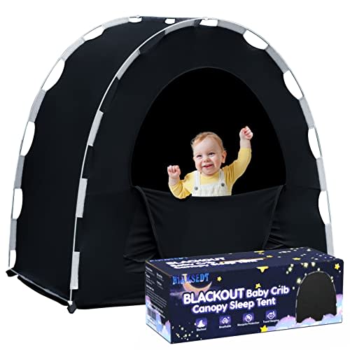 Pack N Play Blackout Cover, Baby Sleep Pod, Crib Cover, Baby Crib Tent, Travel Crib Canopy, Portable Privacy Pod Blackout Canopy Crib Cover, Block Out 90%+ Light