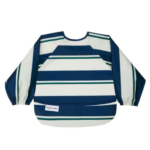 Tiny Twinkle Long Sleeve Bib for Babies & Toddlers | Waterproof Smock Bib for Eating | Machine Washable & Mess-Proof Feeding Essentials | Newborn Shower Gift (Rugby Stripes, 6–24M)