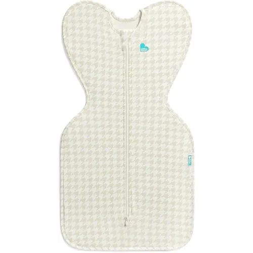 Love to Dream Swaddle UP, Sleep Sack 0-3 Months, Self-Soothing, Improves Sleep, Snug Fit Helps Calm Startle Reflex, Baby Essentials Must Haves Newborn, 1.0 TOG, 13-19 lbs, Tan Houndstooth
