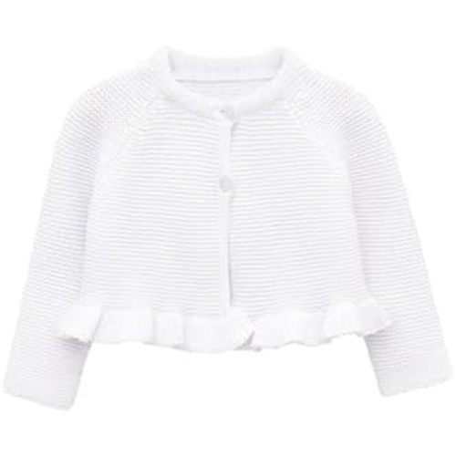 Lilax Baby Girls' Knit Long Sleeve Ruffled Cardigan, Button Closure Bolero Shrug