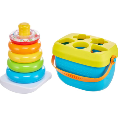 Amazon.com: Fisher-Price Infant Toy Set, Baby’s First Blocks (10 Shapes) and Rock-a-Stack Ring Stacking Activity for Ages 6+ Months​ (Amazon Exclusive) : Toys & Games