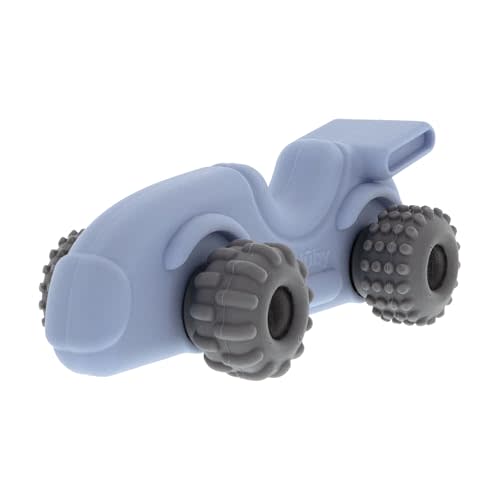 Nuby Silicone Teether Toy for Babies – Textured Teething Car with Moving Wheels, Easy to Hold, Soothes Sore Gums, Encourages Tactile Development & Hand-Eye Coordination, Blue Racecar