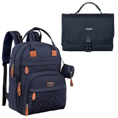 BabbleRoo Portable Changing Pad Navy Blue & Basic Diaper Bag Navy Blue
