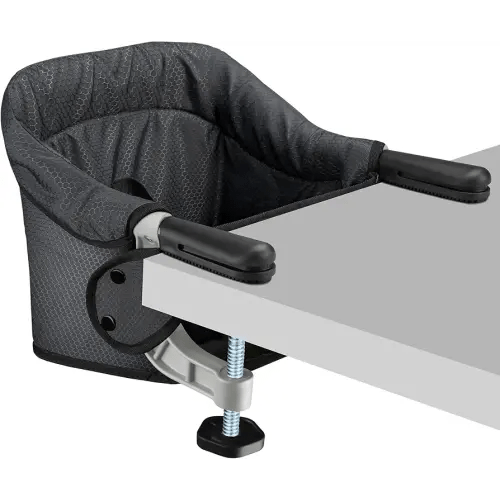 Hook On Chair, Safe and High Load Design, Fold-Flat Storage and Tight Fixing Clip on Table High Chair, Removable Seat Cushion, Attach to Fast Table Chair (Black)