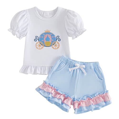 Toddler Baby Girl Summer Clothes Bow Castle T-Shirt Top Plaid Gingham Ruffle Shorts Set Infant Cake Smash Outfit
