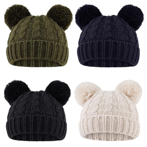 Yuoahcn Baby Girl Beanie Winter Baby Boy Hat with Pom pom Warm Infant Knitted Hats Toddler Kid Beanies