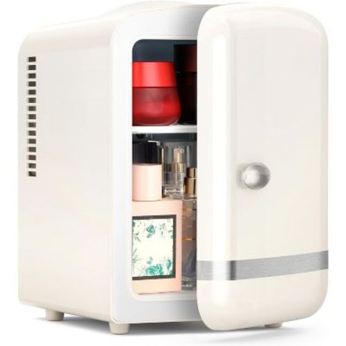 ZAFRO Retro Mini Fridge, Compact Refrigerator with 4L Capacity/6 Cans Cooler & Warmer, Removable Shelf for Skincare, Beverages, Cosmetics