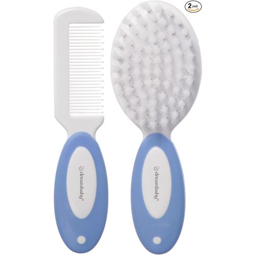 Dreambaby Deluxe Super Soft Bristles Brush and Comb Set - with Easy-Grip Toddler Size Handle - Blue - Model L327