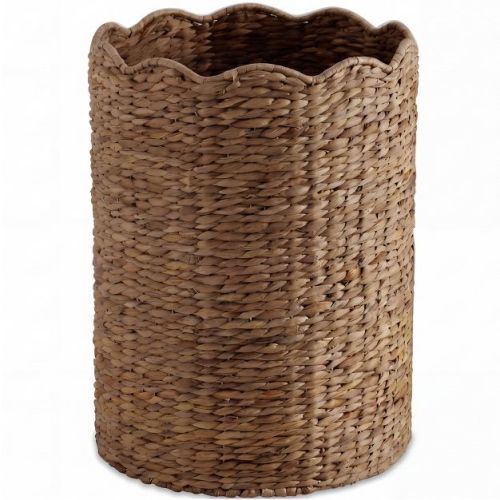 Scalloped Handwoven Laundry Basket in Color: Chestnut
