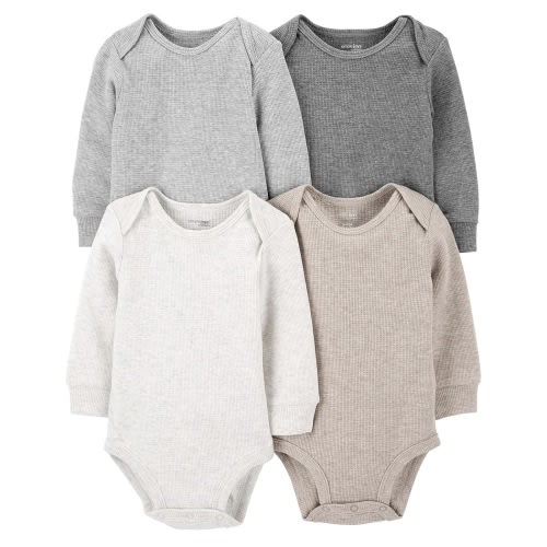Simple Joys by Carter's Baby 4-pack Soft Thermal Long Sleeve Bodysuits