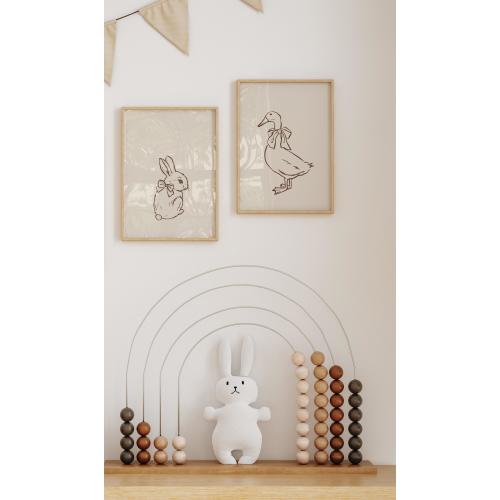 Woodland Nursery Print Set: Vintage Bunny & Duck Decor (Digital Download)