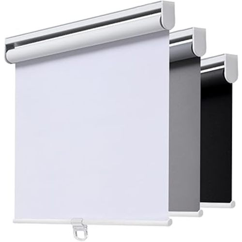 AOSKY Cordless Roller Shades Blackout Blinds for Windows Room Darkening Rolled Up Shades with Spring System, UV Protection Window Shades Door Blinds for Home and Office (31" W x 72" H,White)