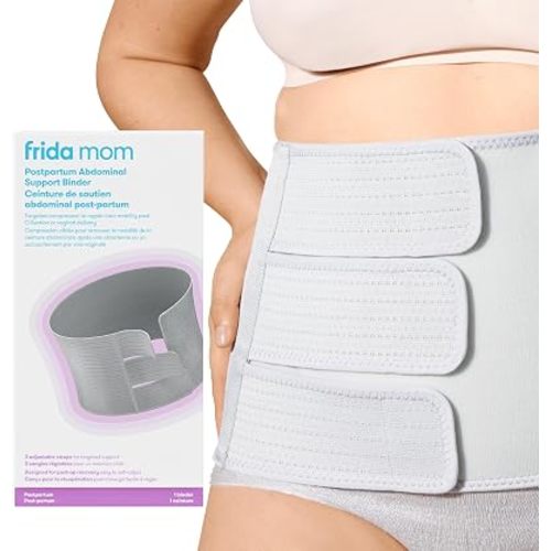 Frida Mom Belly Binder, Postpartum Essentials for Natural and C-Section Recovery, Adjustable Compression Wrap, After Birth Brace, Abdominal Band