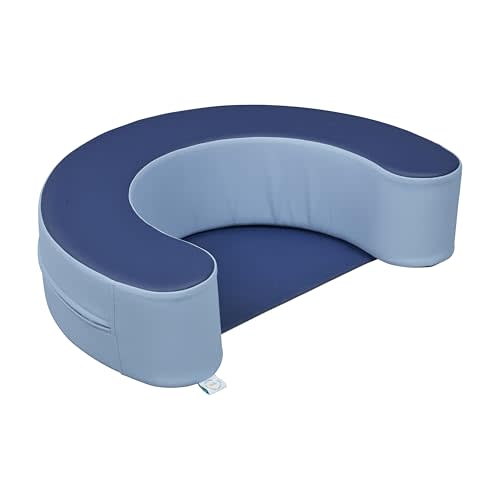 ECR4Kids SoftZone Sit-Up Support Ring Baby Floor Pillow, Navy/Powder Blue | Toddler Seating
