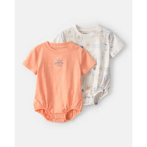 Baby 2-Pack Beach Multipack Bubble Rompers - Orange/Ivory | Carter's
