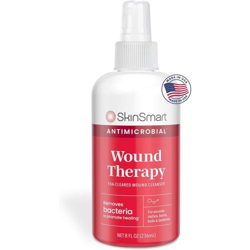 SkinSmart Antimicrobial Wound Therapy, Hypochlorous Acid Safely Removes Bacteria so Wounds Can Heal, 8 Ounce Clear Spray