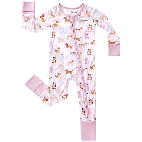 pureborn Baby Sleeper Viscose from Bamboo Zipper Footies Pjs 0-24 Months | Buttery soft, 2 way zipper, OEKO-TEX Certified, breathable, infant boy girl, fold-over mittens & foot cuffs, all-season