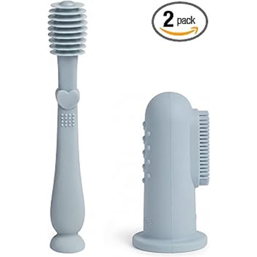 Moonkie Baby Finger Toothbrush Tongue Oral Cleaner Kit for 3 Months +, 2 Pcs (Cloud)