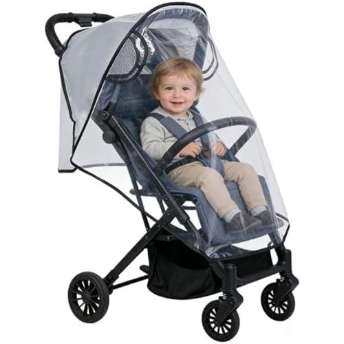 Clear Stroller Rain Cover, Universal Stroller Accessories, Waterproof Travel Weather Shield Breathable Baby Stroller Cover, Safety EVA Protect from Wind, Dust, Snow (Large)