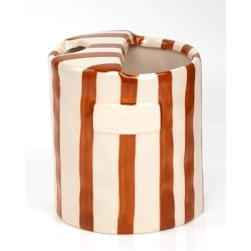 Coffee Mug Espresso Cup 10oz Ceramic Coffee Mugs Porcelain Coffee Cup Hand-Painted Striped Art Multiple Use for Kitchen, Dining-Brown