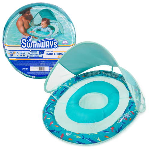 SwimWays Essential Baby Spring Float with Canopy, for Kids 9-24 Months Old